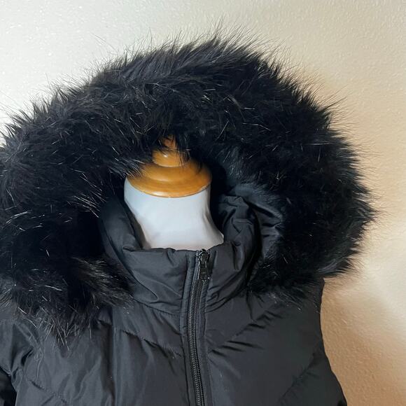 Lands' End Max 600 Down Puffer Jacket in black removable faux-fur hood 2X PLUS - Picture 3 of 9